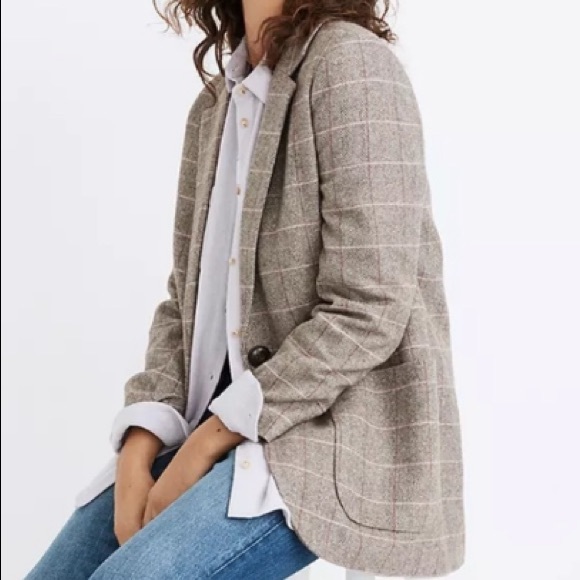 Madewell Jackets & Blazers - NWOT MADEWELL Larsen Blazer in Plaid Brown/Pink SZ: X-Small